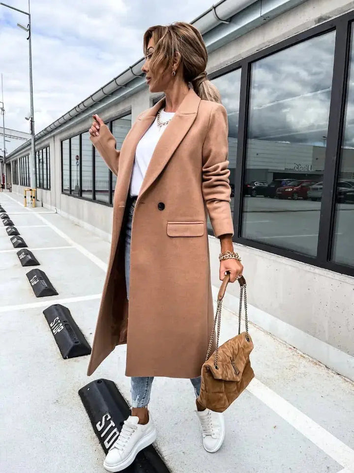 Elegant Camel Hair Trench Coat | Women’s Classic Outerwear