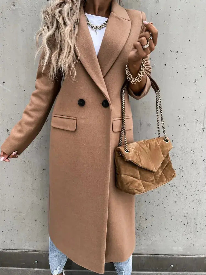Elegant Camel Hair Trench Coat | Women’s Classic Outerwear