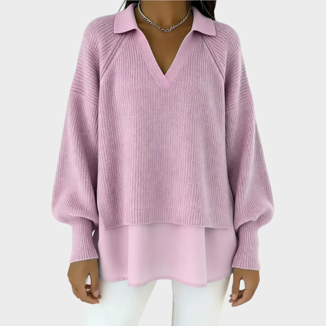 Elegant Casual Sweater | Layered Knit Design for Women