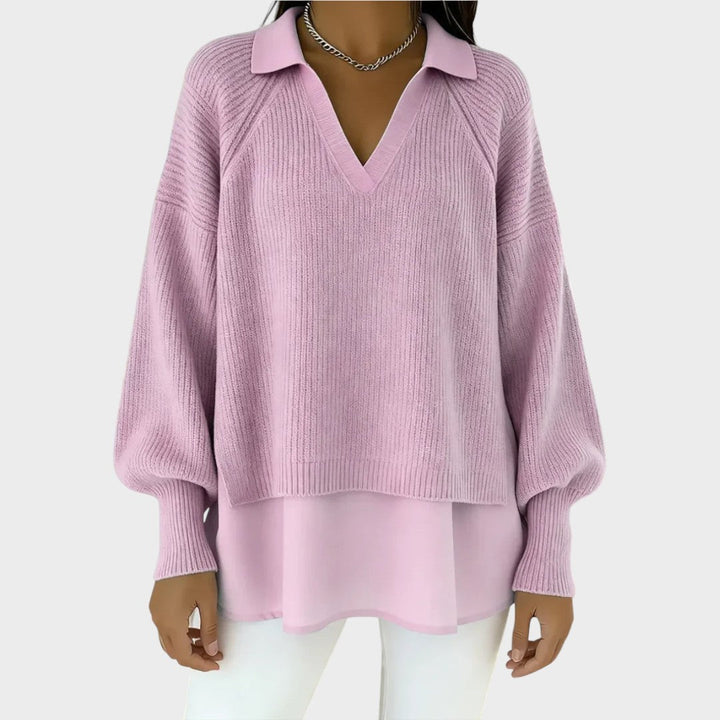 Elegant Casual Sweater | Layered Knit Design for Women