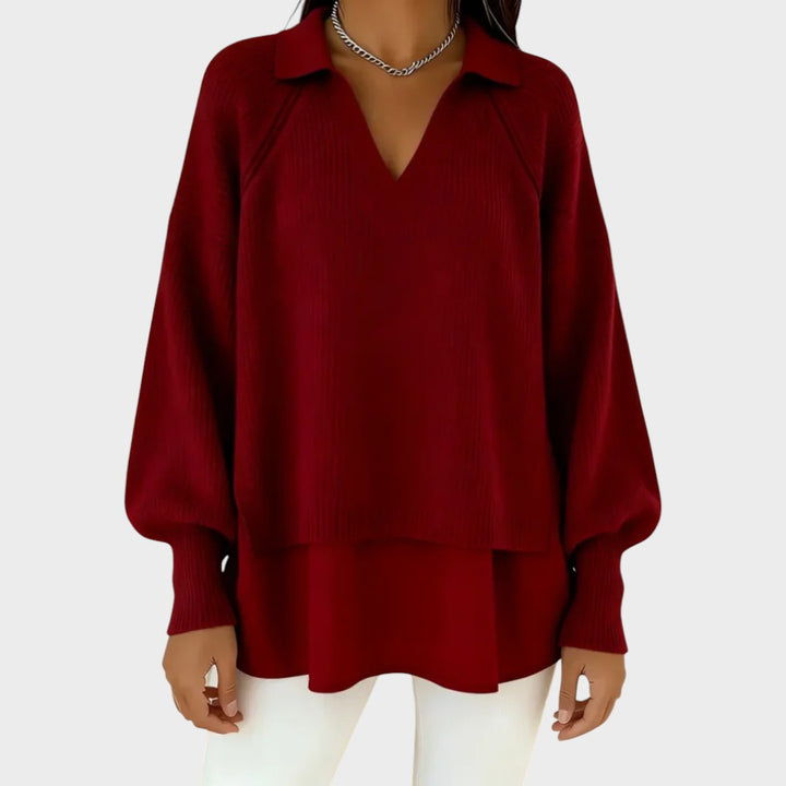 Elegant Casual Sweater | Layered Knit Design for Women