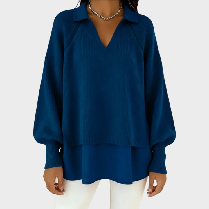 Elegant Casual Sweater | Layered Knit Design for Women