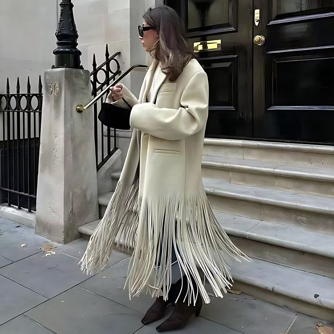 Elegant Women's Coat with Fringe Detail | Winter Coats Women
