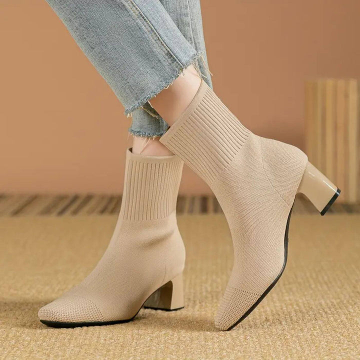 Elegant Knitted Black Ankle Boots | Women's Footwear