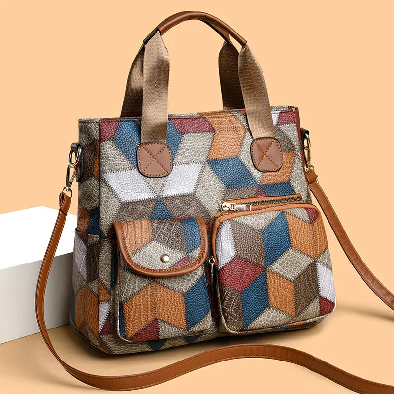 Elegant Patchwork Shoulder Bag | Shoulder Bags for Women