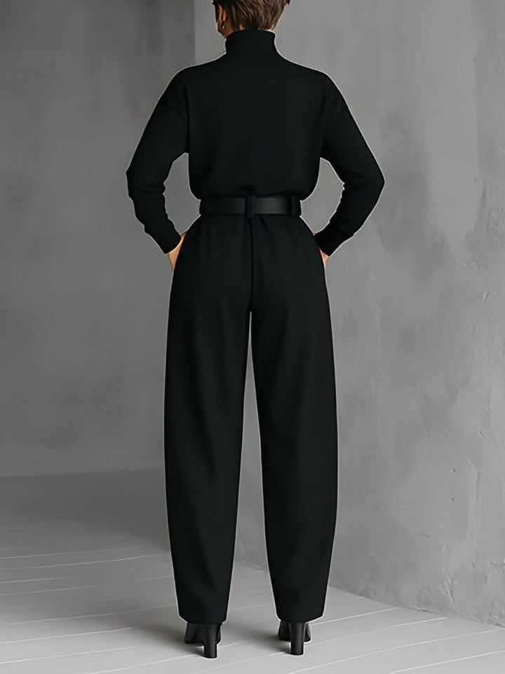 Elegant Turtleneck & Straight Trousers Set | Women's Fashion