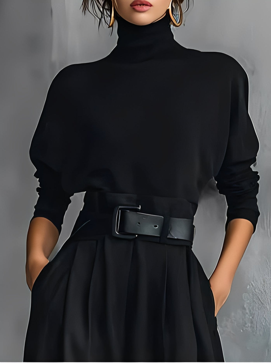Elegant Turtleneck & Straight Trousers Set | Women's Fashion