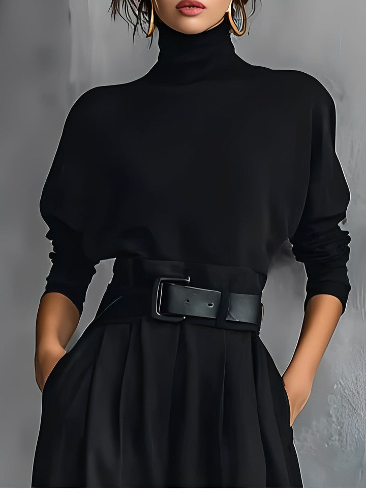 Elegant Turtleneck & Straight Trousers Set | Women's Fashion