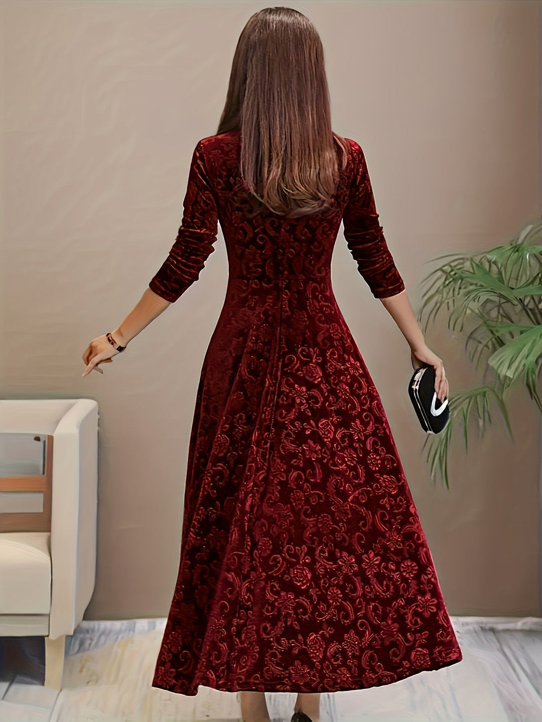 Elegant Long Sleeve Maxi Dress | Women's Cocktail Dress