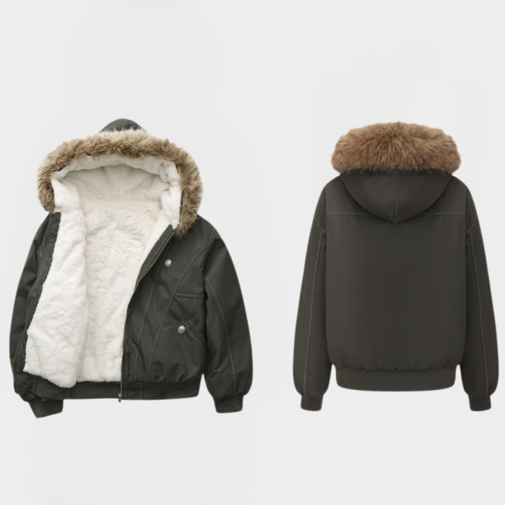 Elegant Warm Bomber Jacket | Women's Jacket with Faux Fur
