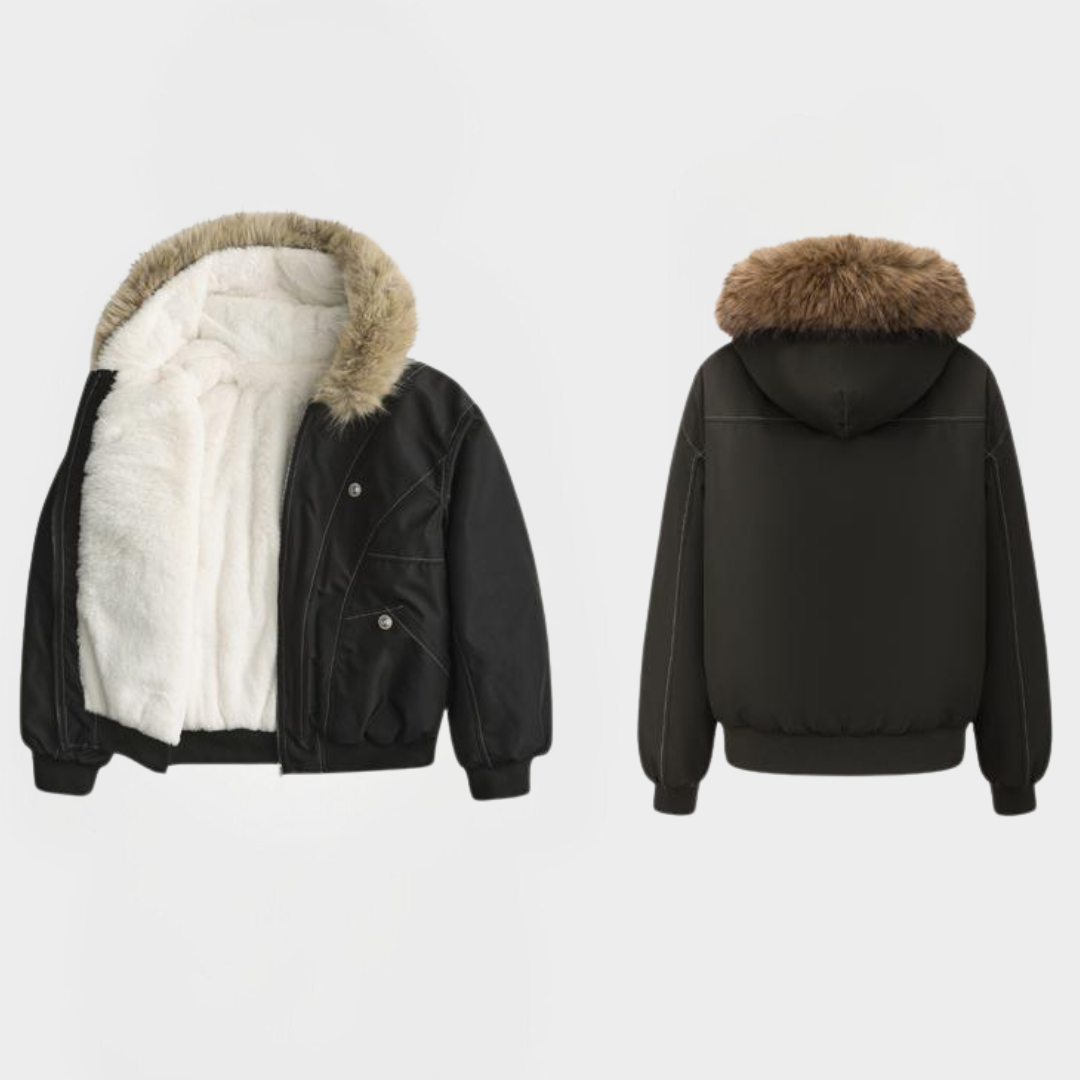 Elegant Warm Bomber Jacket | Women's Jacket with Faux Fur