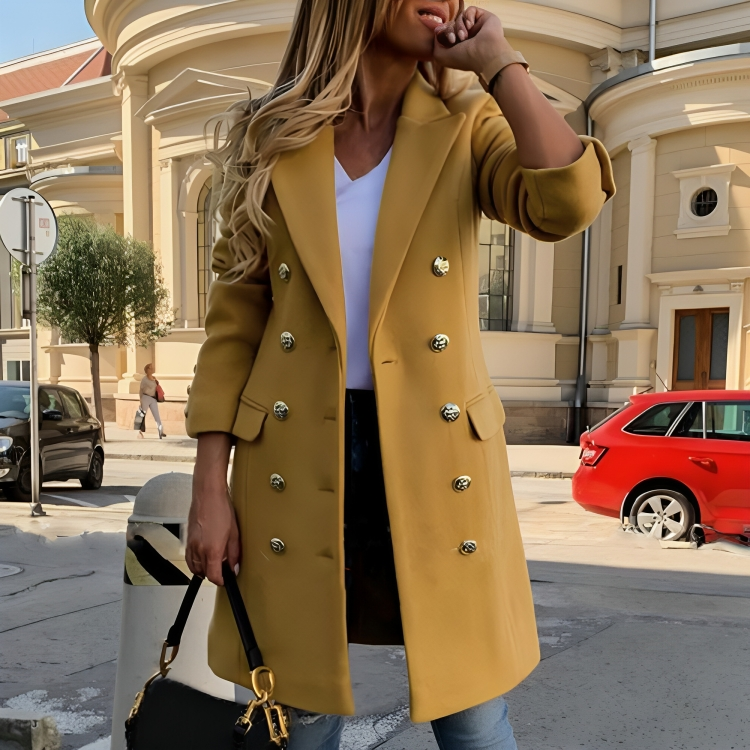 Elegant Women's Long Double-Breasted Trench Coat | Outerwear