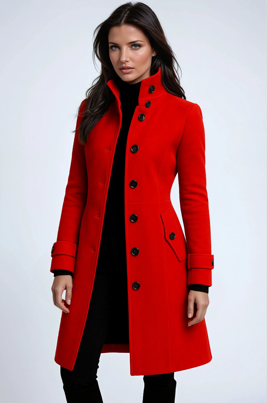 Elegant Women's Trench Coat | Winter Coat with High Collar