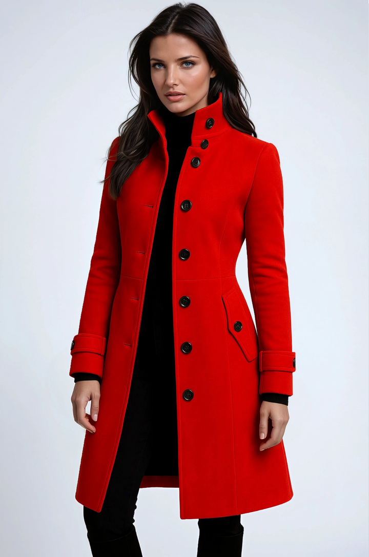 Elegant Women's Trench Coat | Winter Coat with High Collar