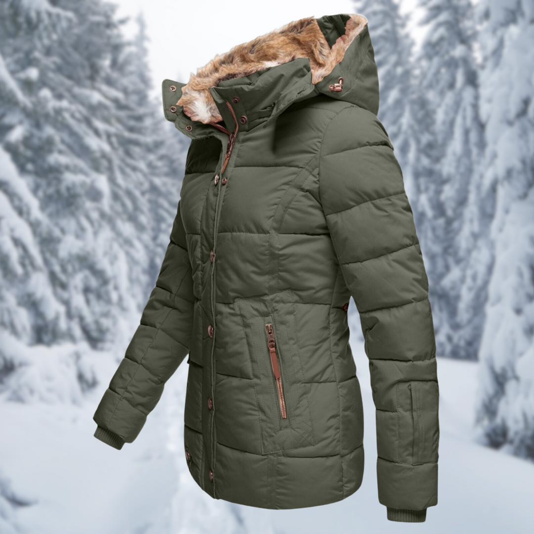 Elegant Women's Winter Jacket with Fur Hood | Stylish Outerwear