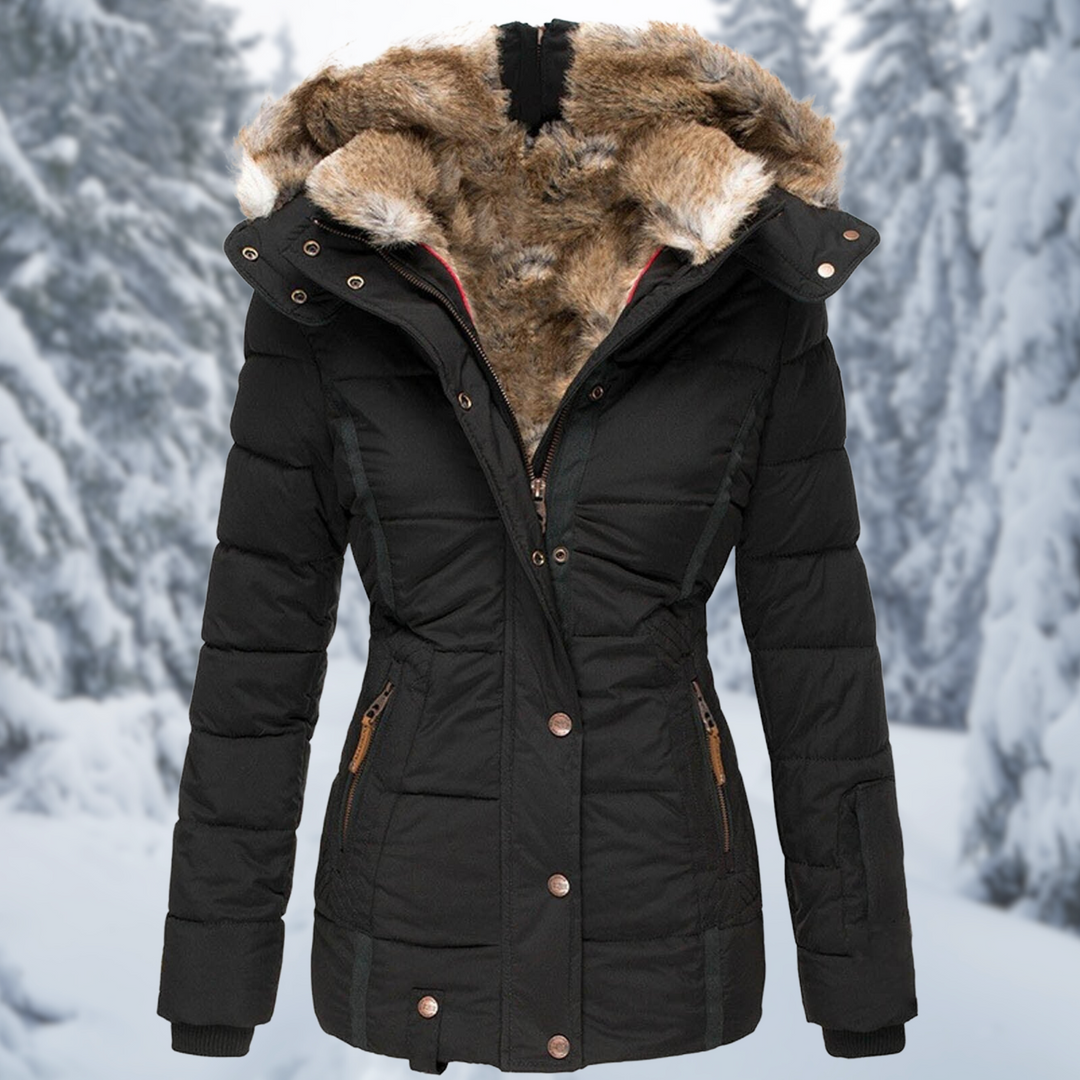 Elegant Women's Winter Jacket with Fur Hood | Stylish Outerwear