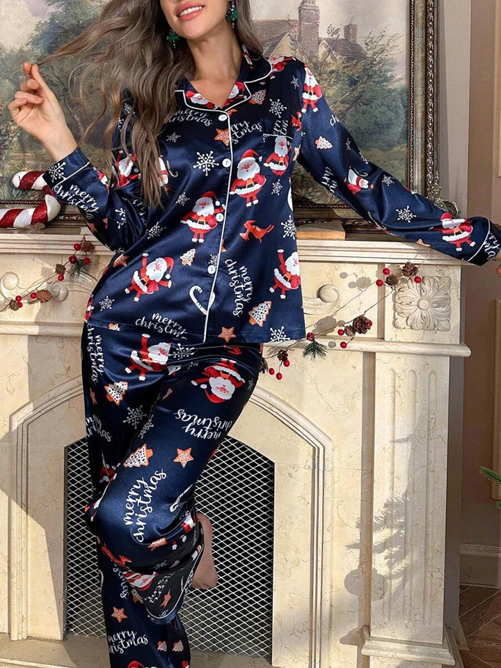Father Christmas Satin Pajama Set | Christmas PJs for Women