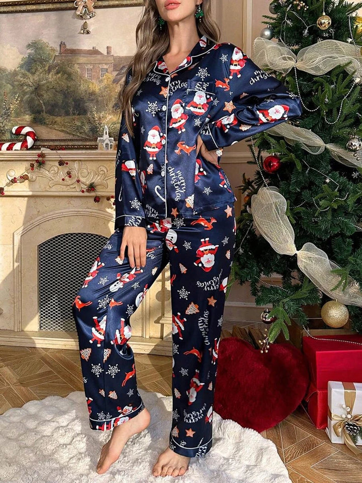 Father Christmas Satin Pajama Set | Christmas PJs for Women