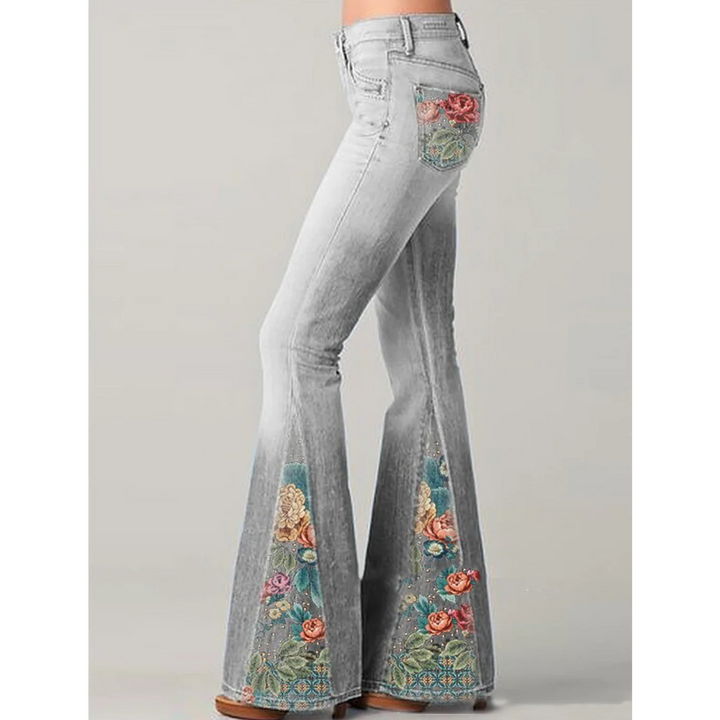 Floral Embroidered Flared Jeans | Women's Jeans