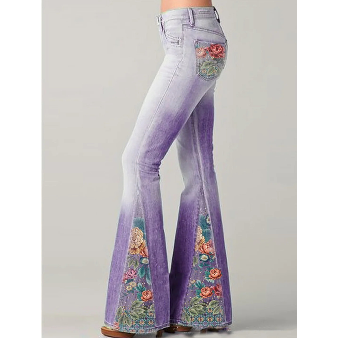 Floral Embroidered Flared Jeans | Women's Jeans