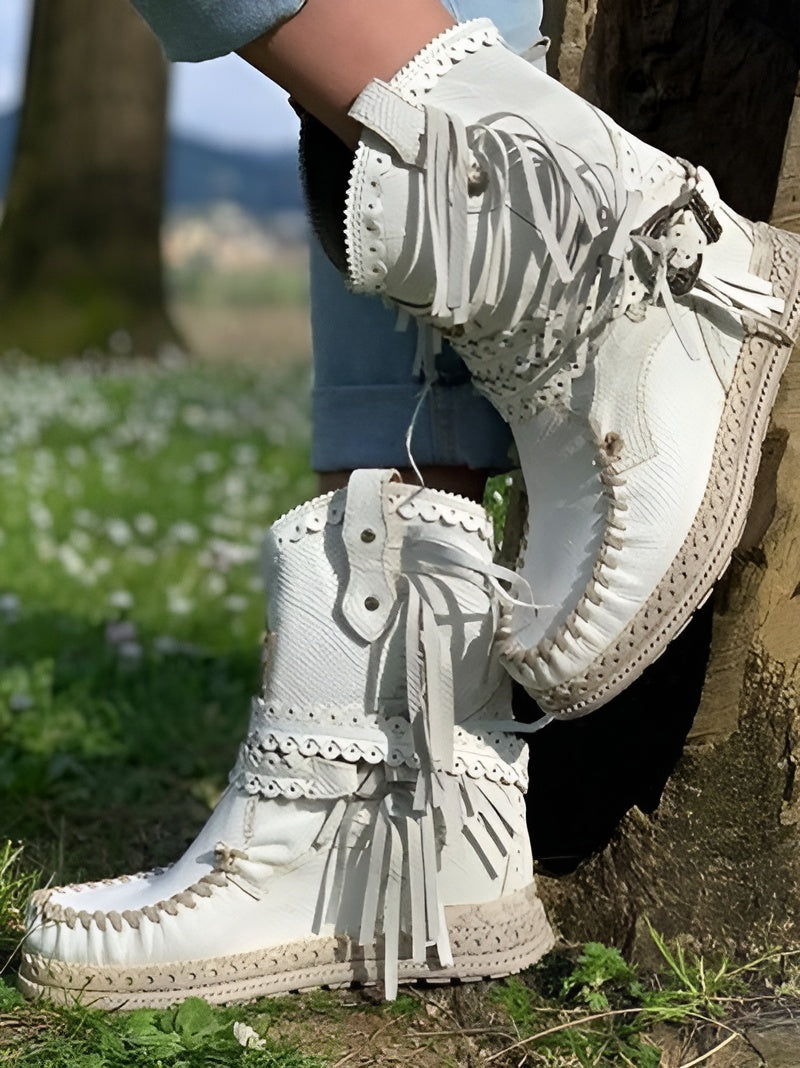 Fringed Suede Cowgirl Boots | Women's Fashion Footwear