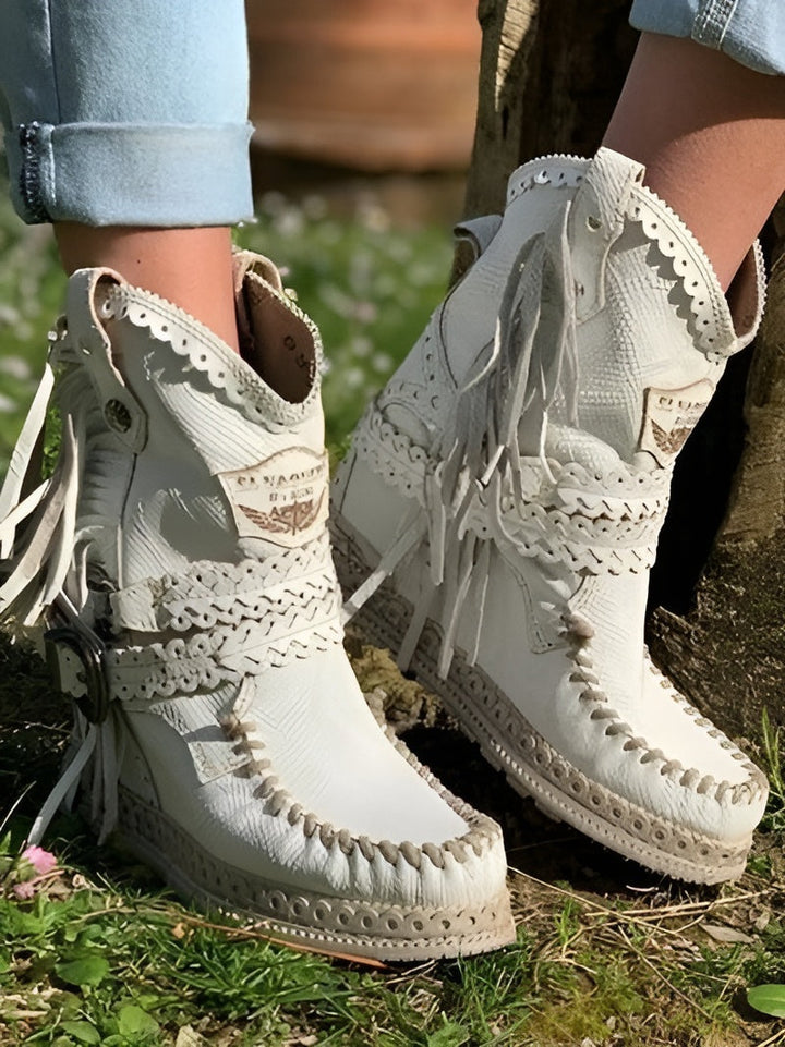 Fringed Suede Cowgirl Boots | Women's Fashion Footwear