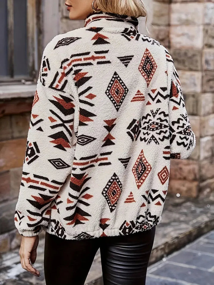 Geometric Pattern Fleece Jacket | Women's Jacket