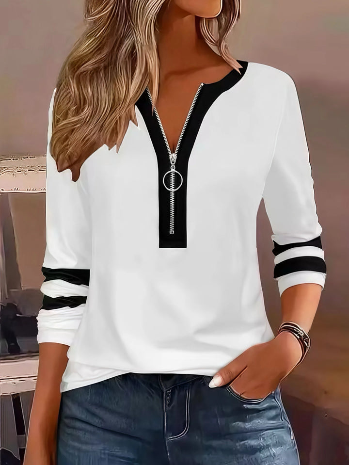 Geometric Stripes Plus Size T Shirt | Long Sleeve Tee for Women