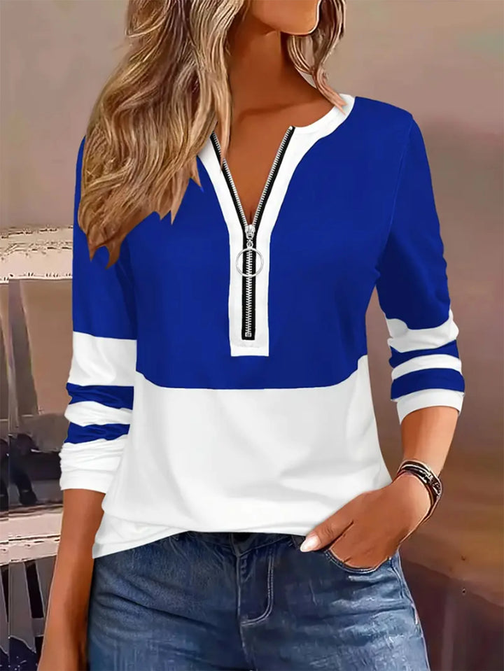 Geometric Stripes Plus Size T Shirt | Long Sleeve Tee for Women