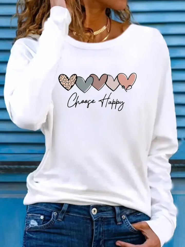 Gothic Heart Print Long Sleeve T-Shirt | Women's T Shirt