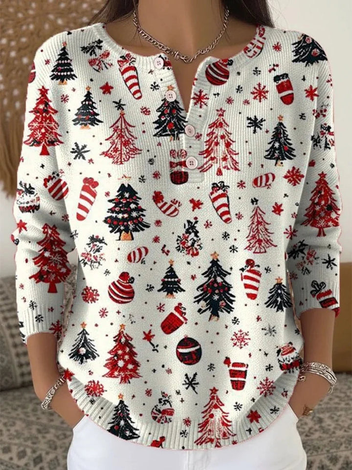Hallie | Women's Christmas Sweater with Button Detail