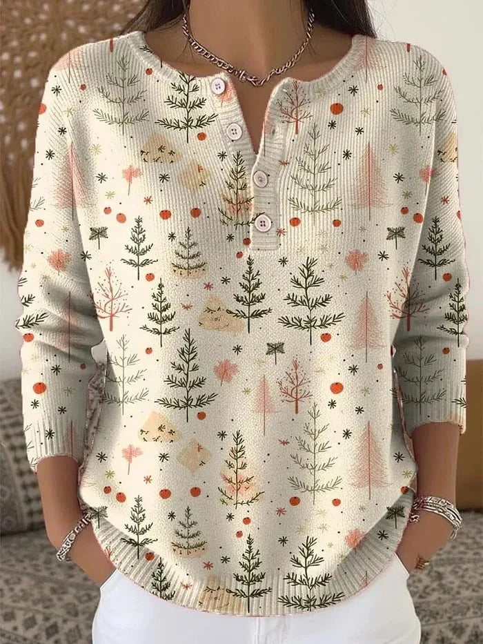 Hallie | Women's Christmas Sweater with Button Detail