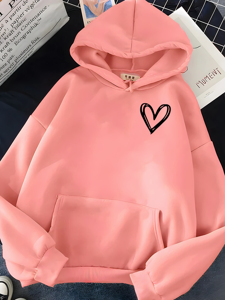 Heart Print Hoodie | Women's Casual Fashion Sweater 5
