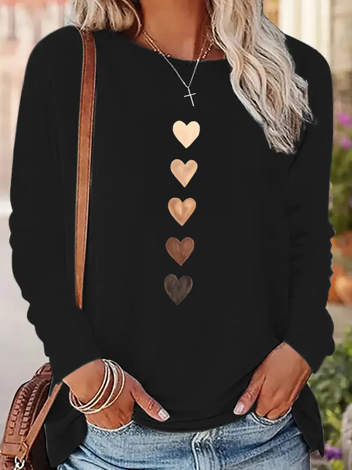 Heart Print Long Sleeve Shirt | Women's Graphic Tee