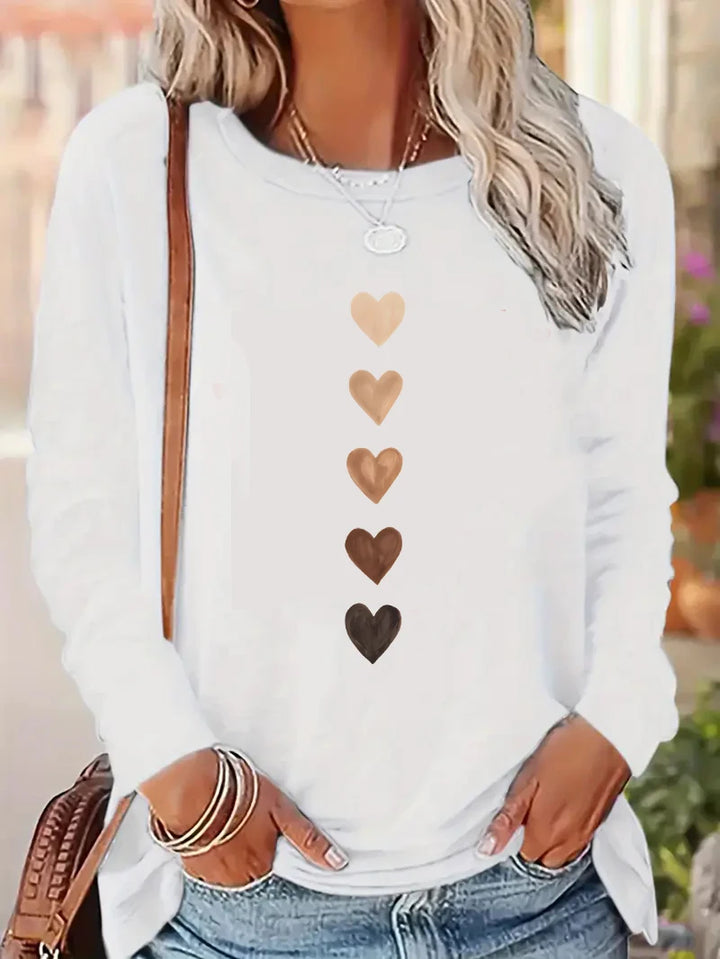 Heart Print Long Sleeve Shirt | Women's Graphic Tee