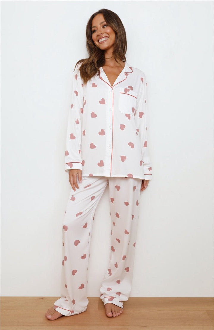 Heart Print Pajama Set | Women's Long Sleeve Pajamas 2
