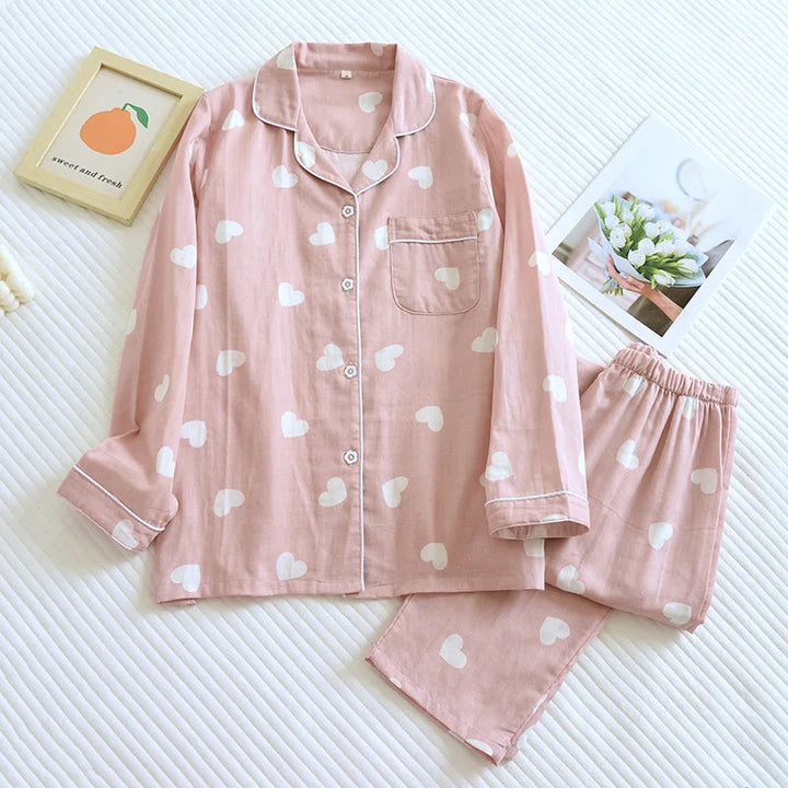Heart Print Pajama Set | Women's Long Sleeve Pajamas 3