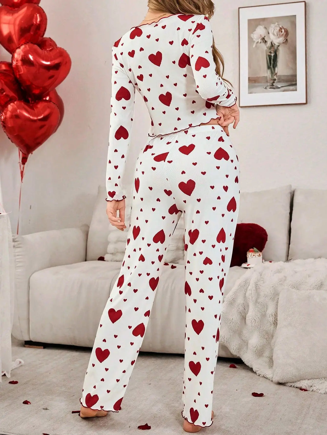 Heart Print Pajama Set | Women's Sleepwear Pajamas