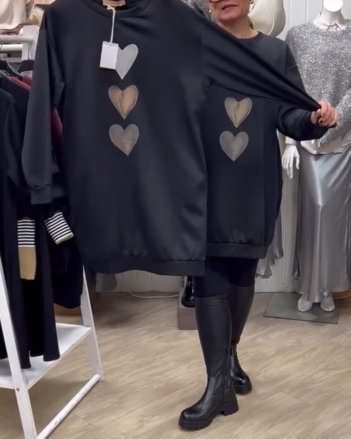 Heart Printed Sweatshirt | Women's Casual Sweatshirts