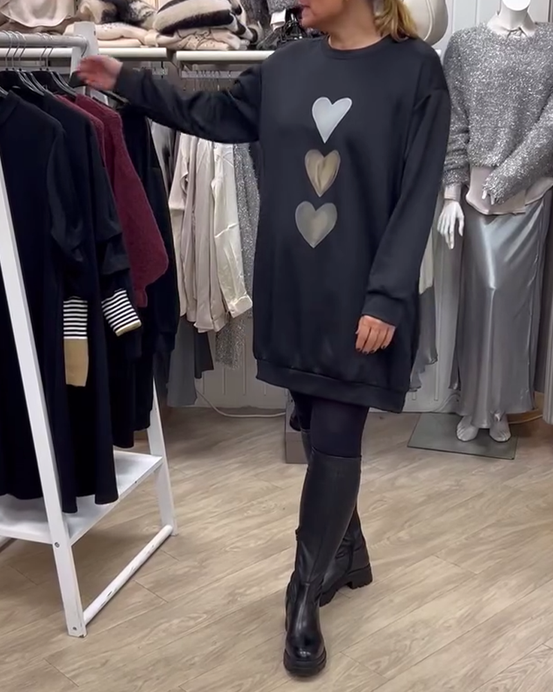 Heart Printed Sweatshirt | Women's Casual Sweatshirts