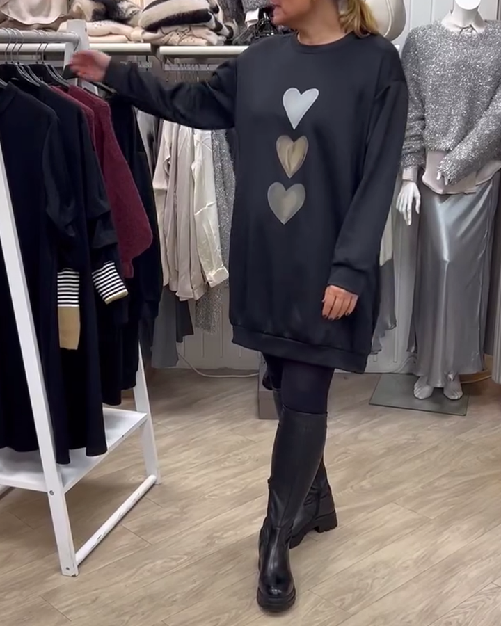 Heart Printed Sweatshirt | Women's Casual Sweatshirts