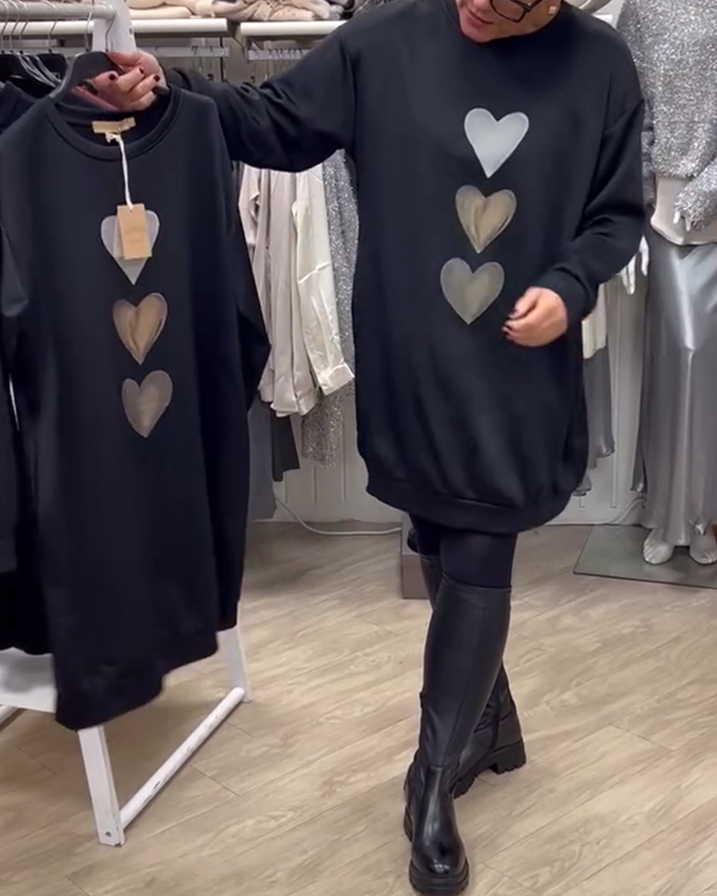 Heart Printed Sweatshirt | Women's Casual Sweatshirts