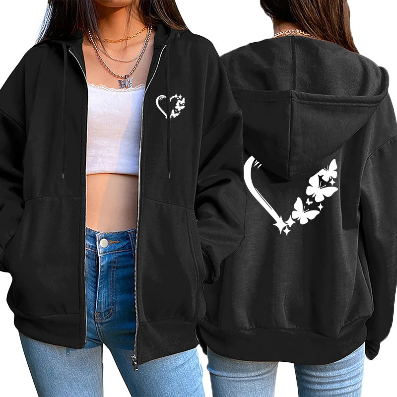 Heart Printed Women's Hoodie | Casual Hoodie for Women