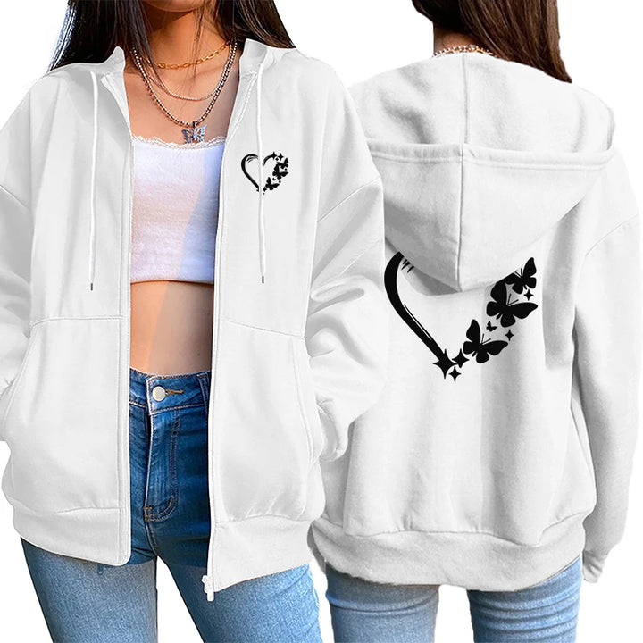 Heart Printed Women's Hoodie | Casual Hoodie for Women