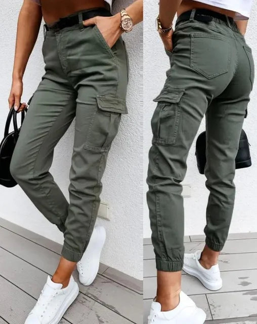 High Waist Cargo Pants for Women | Tapered Trousers
