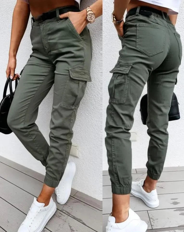 High Waist Cargo Pants for Women | Tapered Trousers