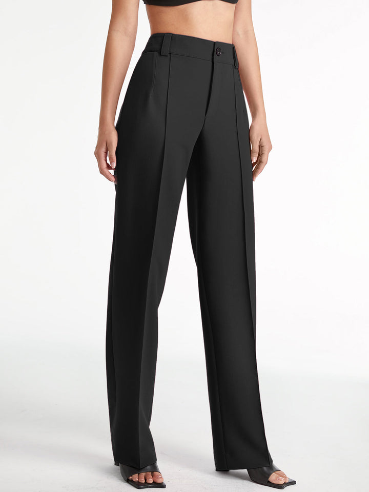 High Waist Pleat Front Trousers | Women's Black Pants 1
