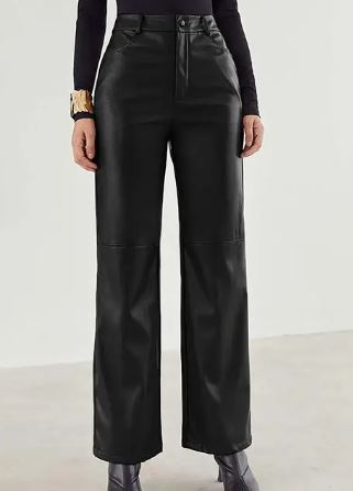 High Waist Wide Leg Leather Pants | Women's Fashion Trousers