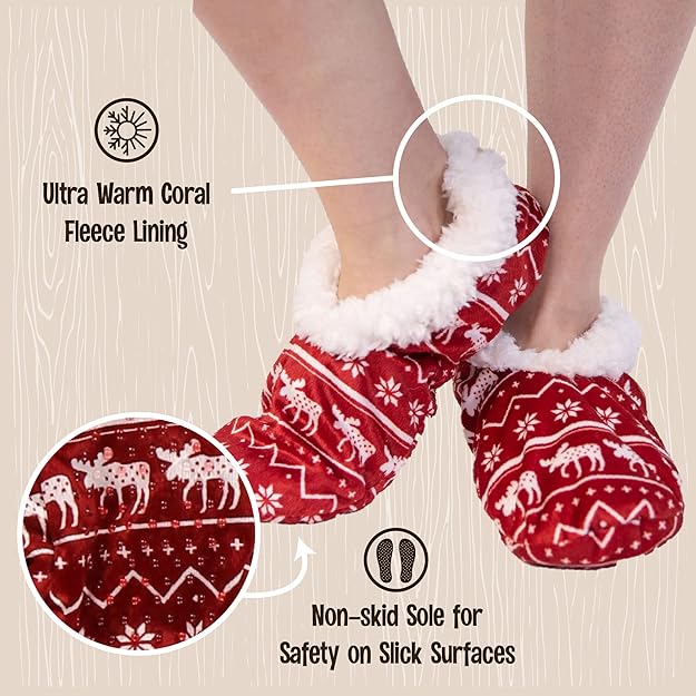 Holly Women's Slipper Socks With Grippers | Cozy Fleece Design 2