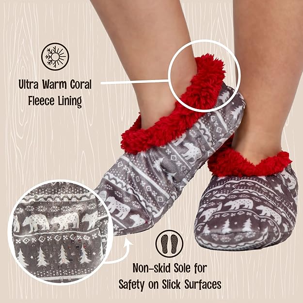 Holly Women's Slipper Socks With Grippers | Cozy Fleece Design 5